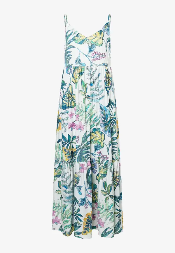 More & More Maxi Satinkleid, Blätterprint, Sommer-Kollektion Versandkostenfrei
