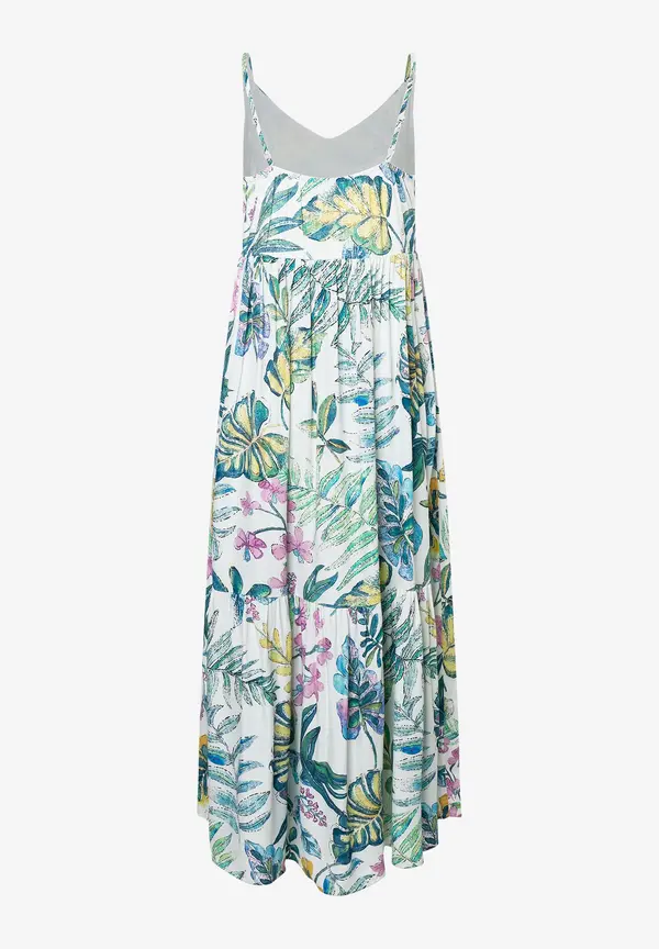 More & More Maxi Satinkleid, Blätterprint, Sommer-Kollektion Versandkostenfrei
