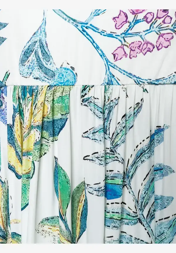 More & More Maxi Satinkleid, Blätterprint, Sommer-Kollektion Versandkostenfrei