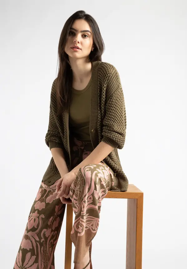 More & More Ajour Cardigan, soft reed green, Sommer-Kollektion Weihnachtsangebot