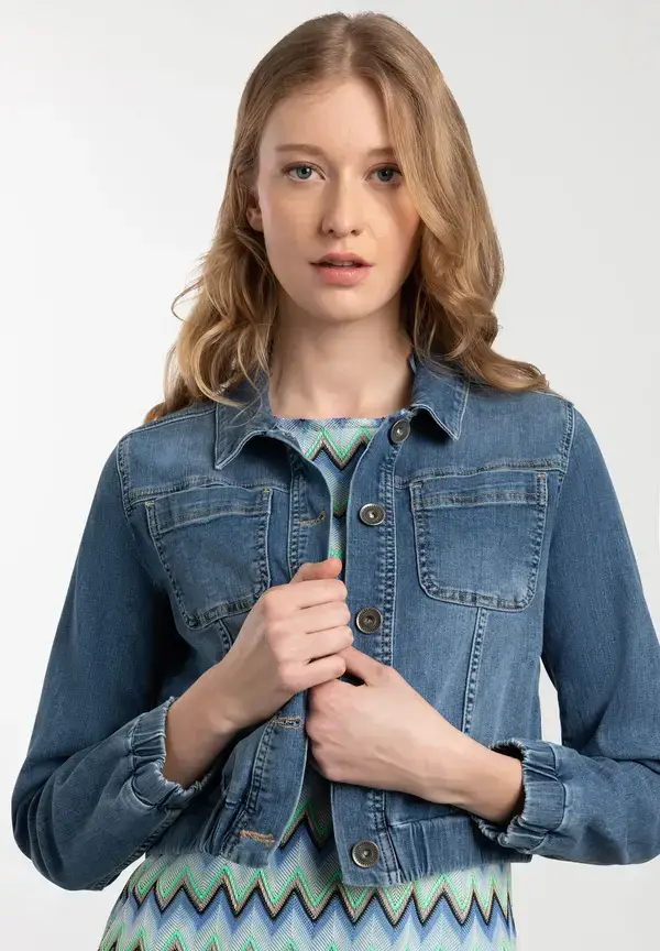 More & More verkürzte Jeansjacke, blue denim, Frühjahrs-Kollektion Große Rabatte