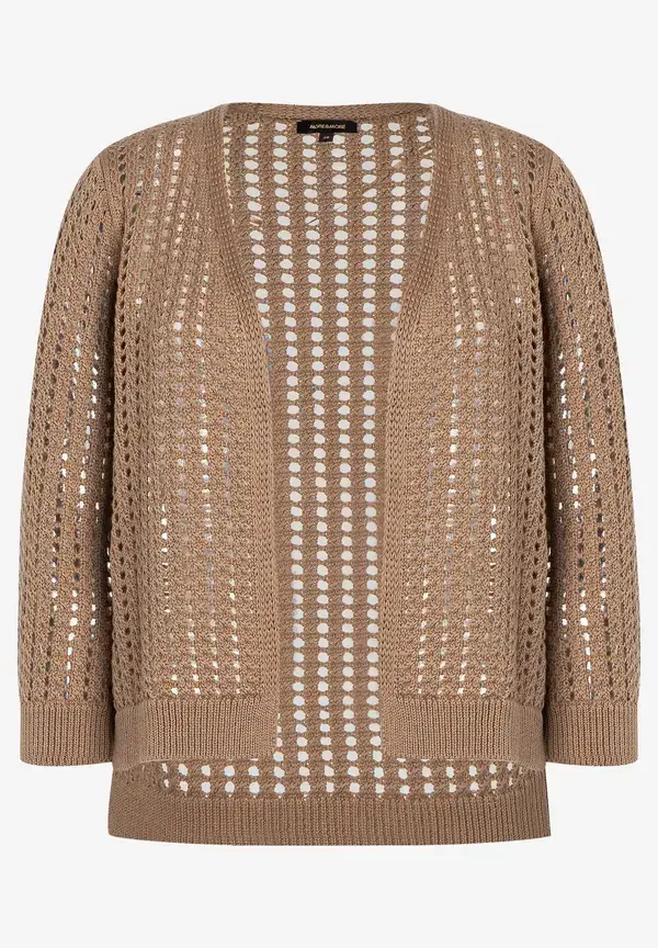 More & More Ajour Cardigan, soft toffee, Sommer-Kollektion Räumungsverkauf
