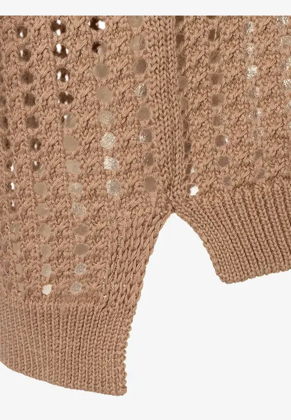 More & More Ajour Cardigan, soft toffee, Sommer-Kollektion Räumungsverkauf
