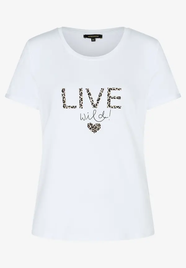 More & More T-Shirt mit Schriftzug, weiß Tiefpreis