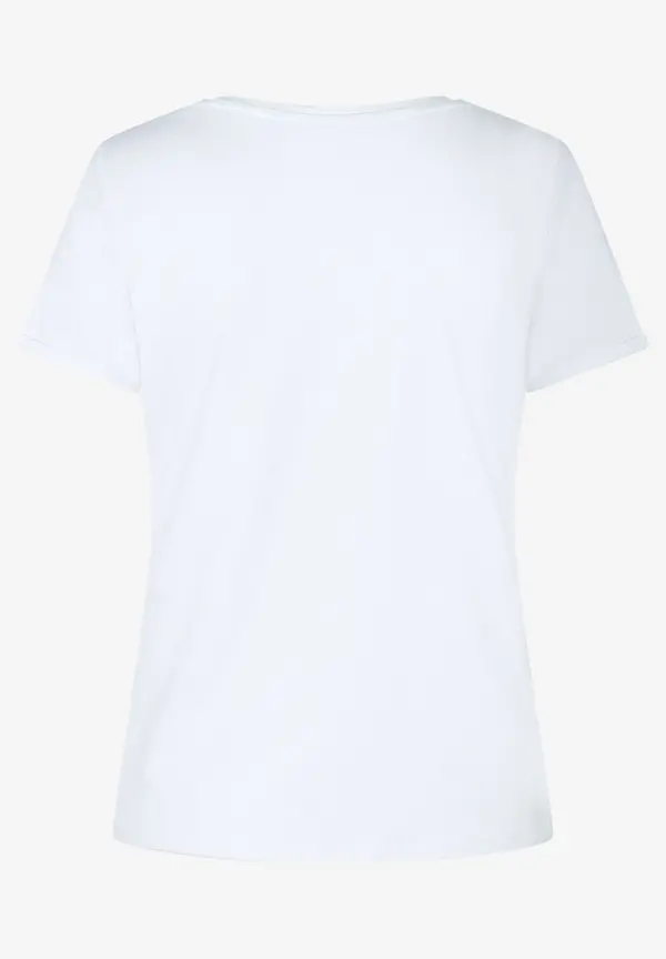 More & More T-Shirt mit Schriftzug, weiß Tiefpreis