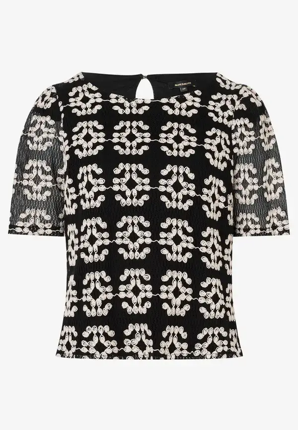 More & More Spitzenbluse, schwarz/ecru, Sommer-Kollektion Sonderangebot der Fabrik