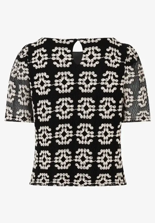 More & More Spitzenbluse, schwarz/ecru, Sommer-Kollektion Sonderangebot der Fabrik