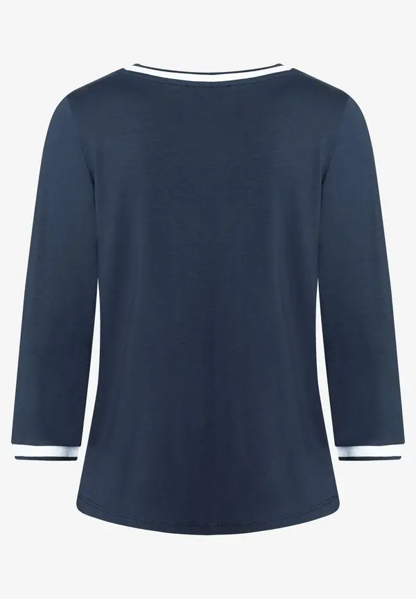 More & More Blusenshirt mit Kontrastabschlüssen, marine 50% Rabatt für begrenzte Zeit