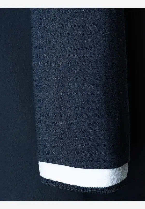 More & More Blusenshirt mit Kontrastabschlüssen, marine 50% Rabatt für begrenzte Zeit