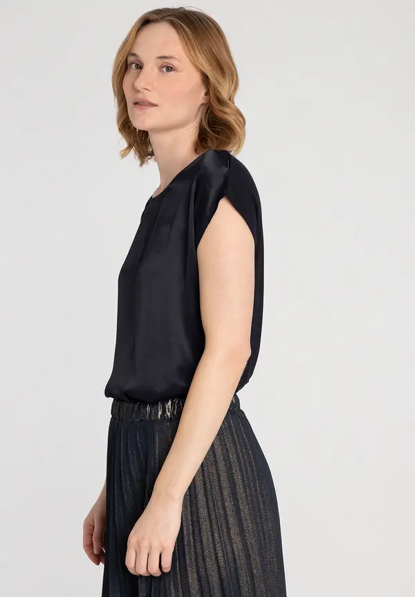 More & More Shirt mit Satinfront, marine Rabatte dieses Monats