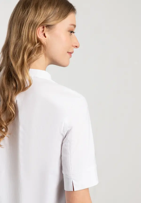 More & More Baumwoll/Stretch Bluse mit Stehkragen, weiß, Sommer-Kollektion 2025
