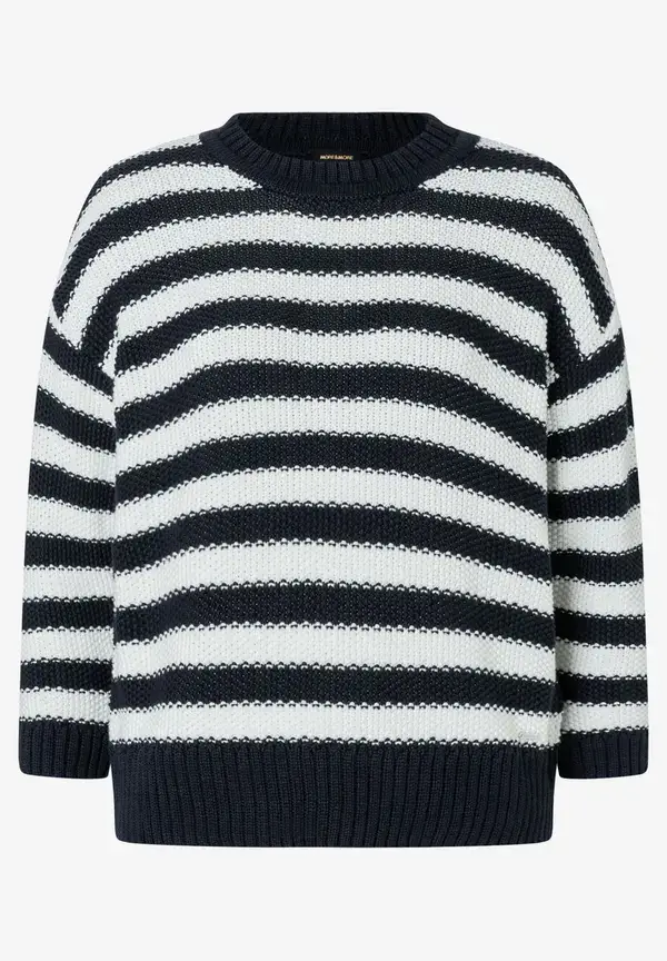 More & More Strukturpullover mit Streifen, marine/ecru, Frühjahrs-Kollektion Auslauf