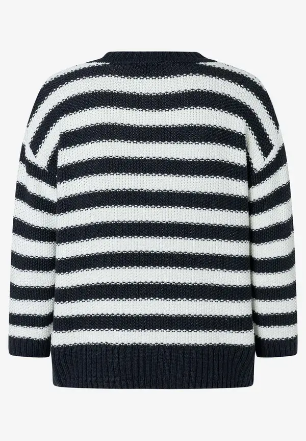 More & More Strukturpullover mit Streifen, marine/ecru, Frühjahrs-Kollektion Auslauf