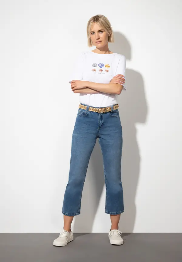 More & More T-Shirt mit Frontprint, weiß, Sommer-Kollektion im Angebot