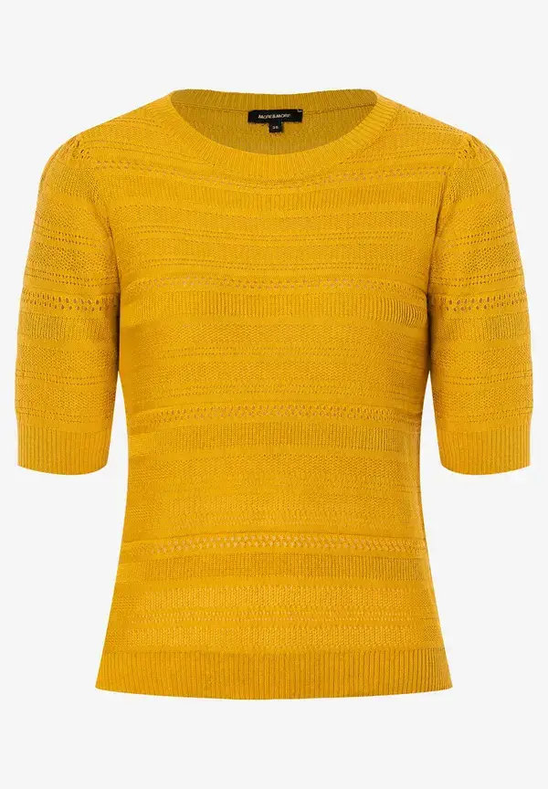 More & More Ajour Pullover, warm sunglow, Sommer-Kollektion Fabrikpreis