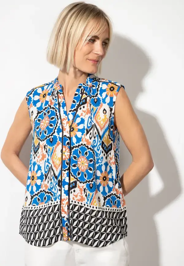 More & More ärmellose Bluse, Ornament-Print, Sommer-Kollektion Flash Sale