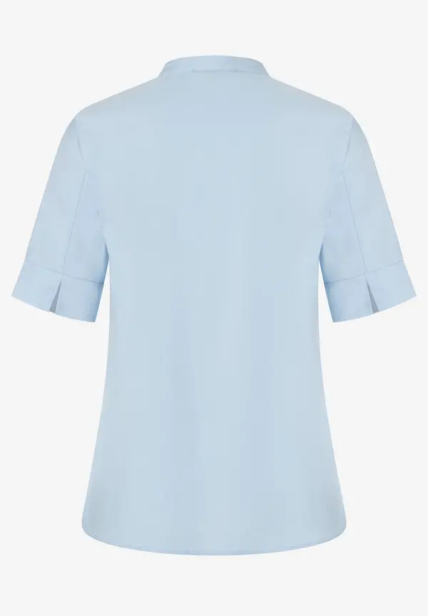 More & More Baumwoll/Stretch Bluse mit Stehkragen, hellblau, Sommer-Kollektion Räumungsverkauf