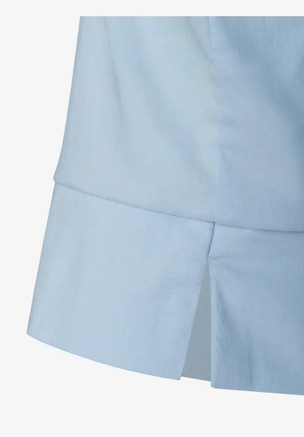 More & More Baumwoll/Stretch Bluse mit Stehkragen, hellblau, Sommer-Kollektion Räumungsverkauf