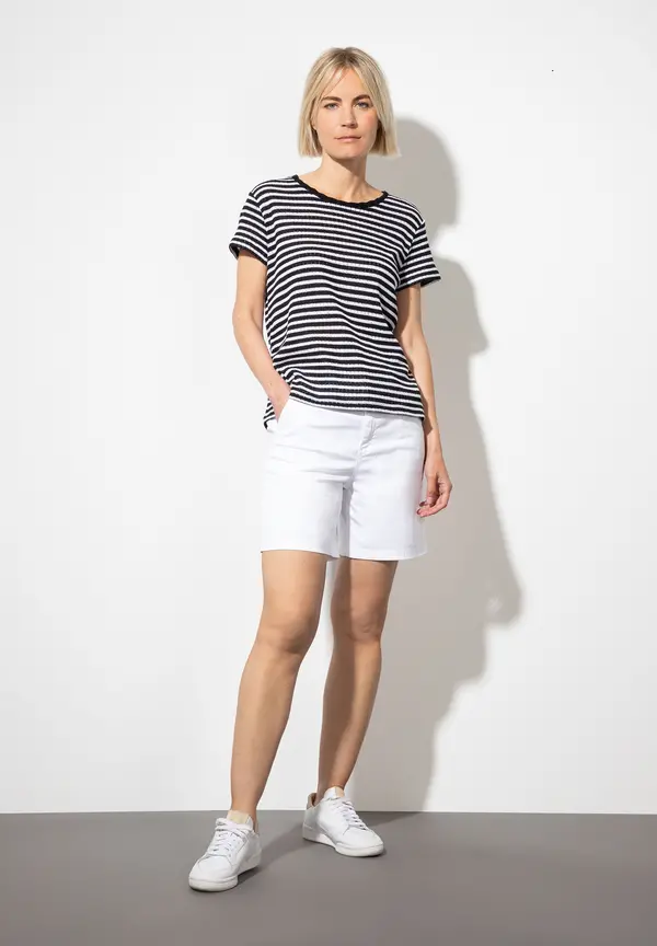 More & More Ajour Shirt, schwarz/weiß gestreift, Sommer-Kollektion Super Sparpreis