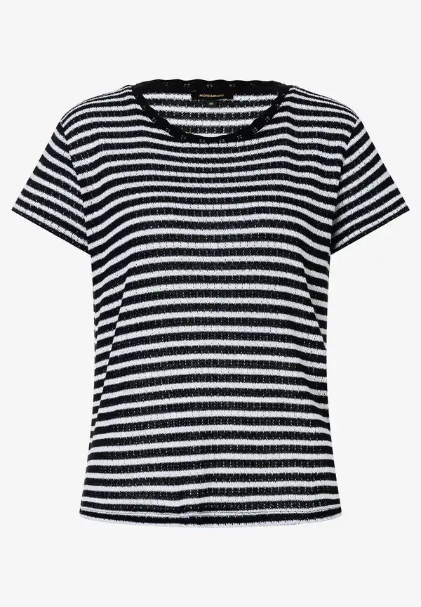 More & More Ajour Shirt, schwarz/weiß gestreift, Sommer-Kollektion Super Sparpreis