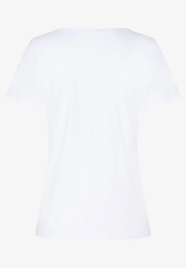 More & More T-Shirt mit Steinchen-Schriftzug, weiß, Sommer-Kollektion Wochenangebot