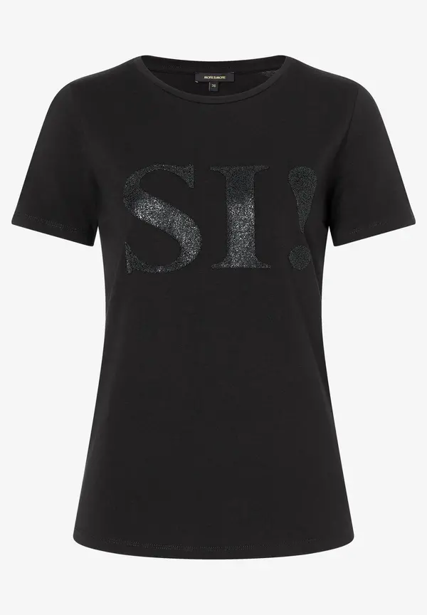 More & More T-Shirt mit Perlenaufschrift, schwarz, Frühjahrs-Kollektion Kostenlose Rückgabe