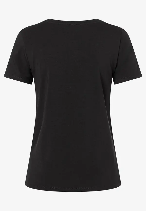 More & More T-Shirt mit Perlenaufschrift, schwarz, Frühjahrs-Kollektion Kostenlose Rückgabe