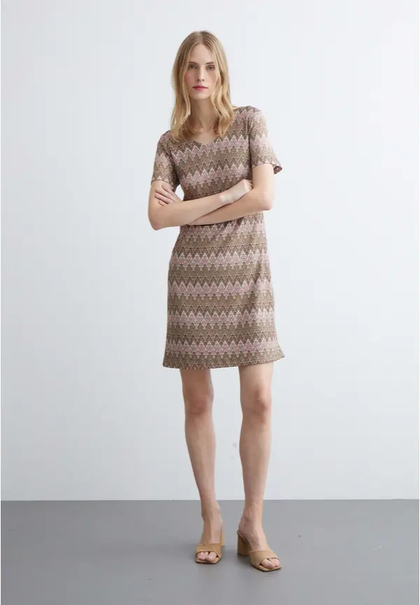 More & More Ajour Jerseykleid, Zick-Zack Dessin, Sommer-Kollektion zollfrei