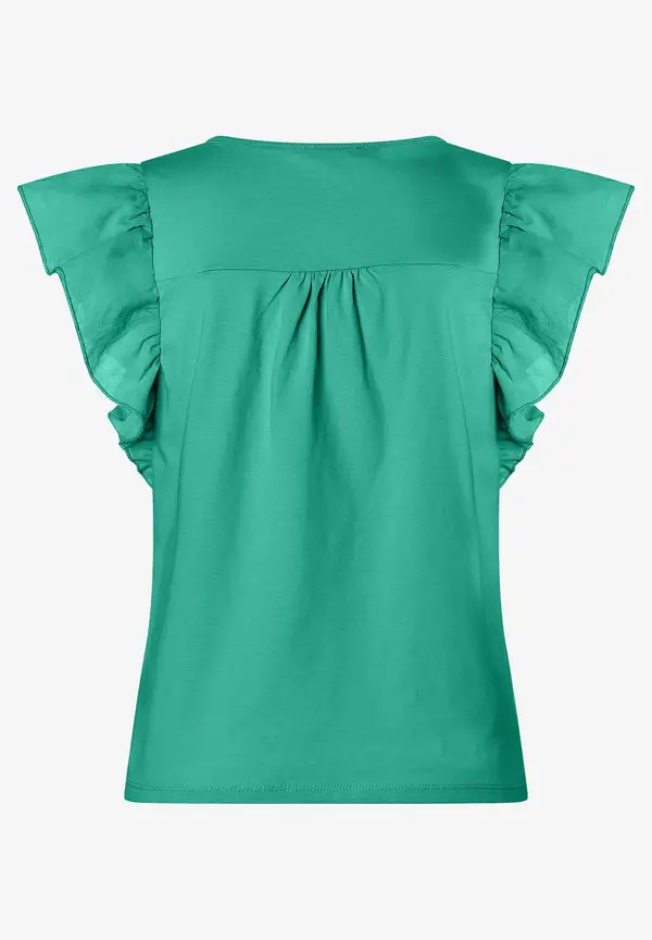 More & More Shirt mit Volantärmeln, summergarden green, Sommer-Kollektion im Angebot