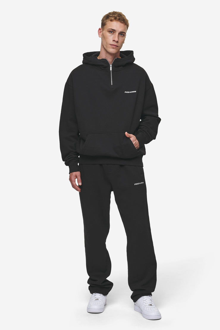 Pegador Logo Oversized Halfzip Hoodie Washed Black Blitzangebot