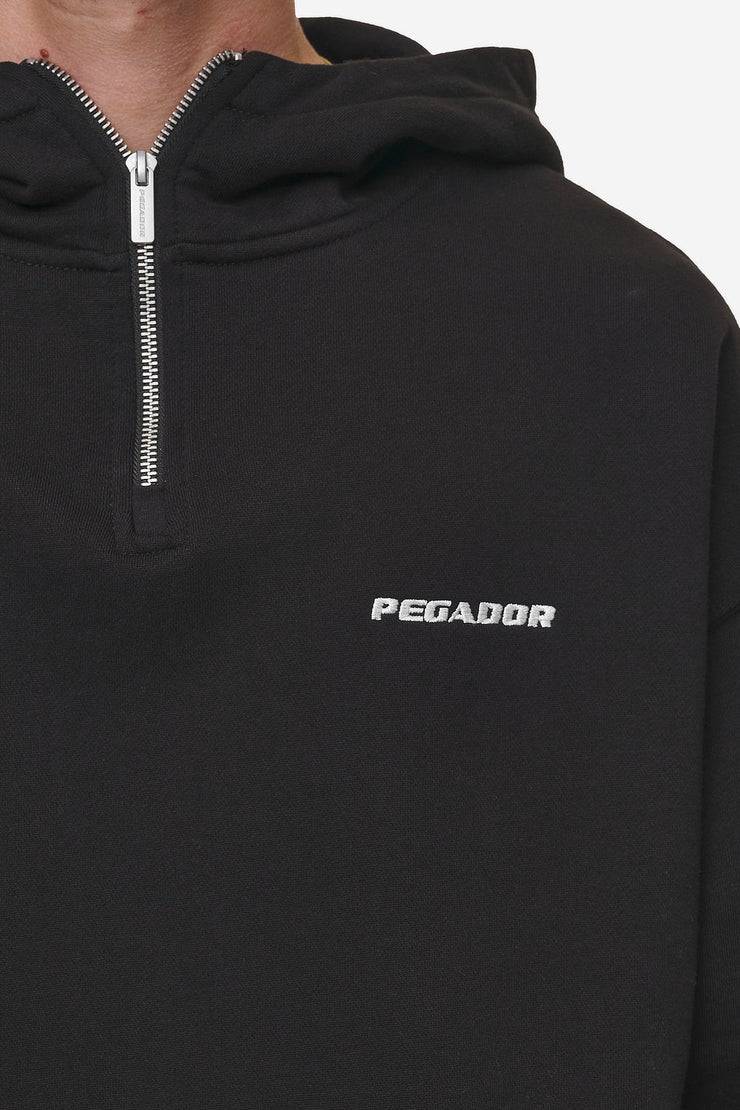 Pegador Logo Oversized Halfzip Hoodie Washed Black Blitzangebot