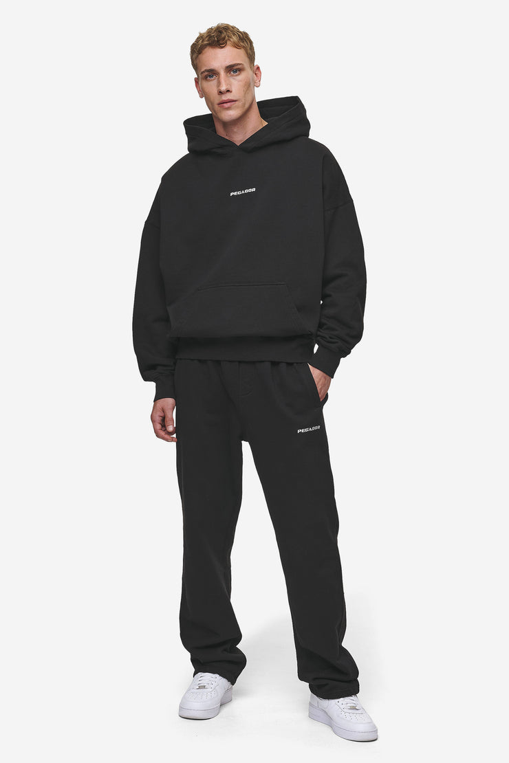 Pegador Logo Boxy Hoodie Washed Black Große Rabatte
