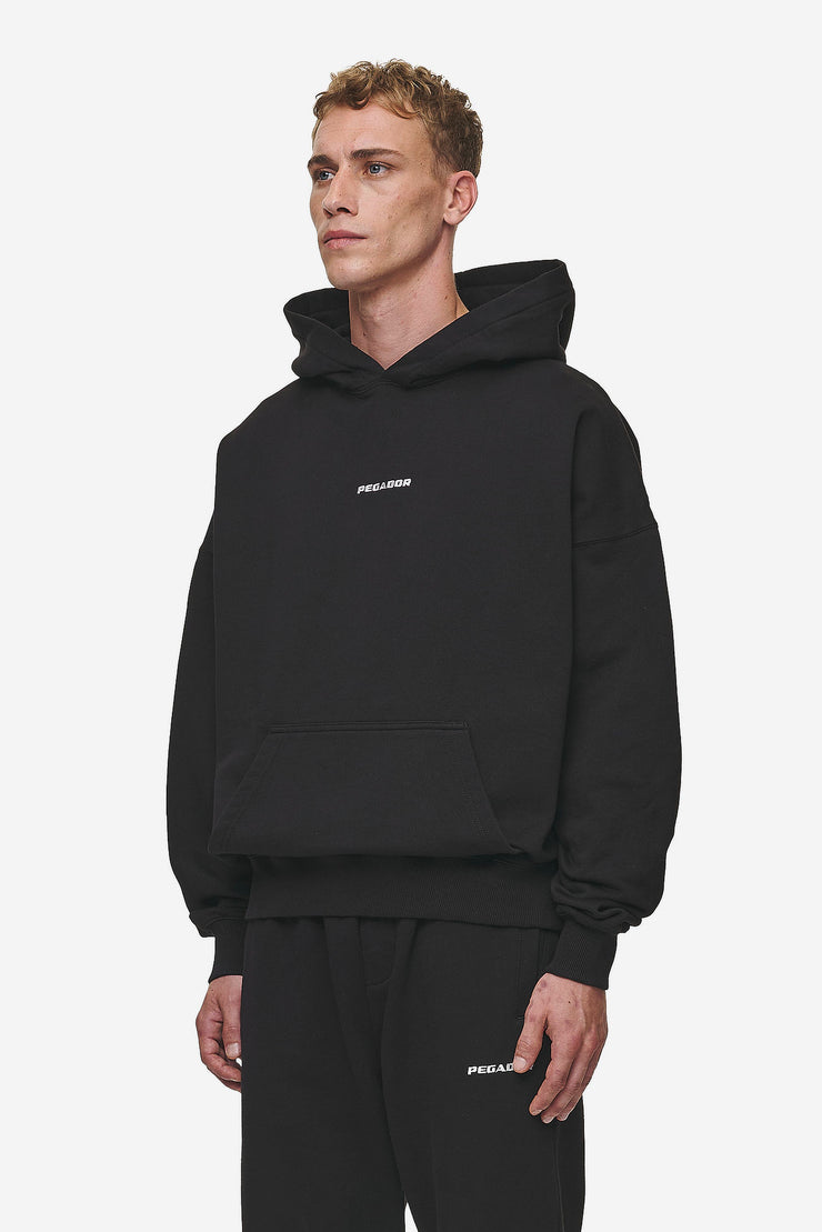 Pegador Logo Boxy Hoodie Washed Black Große Rabatte