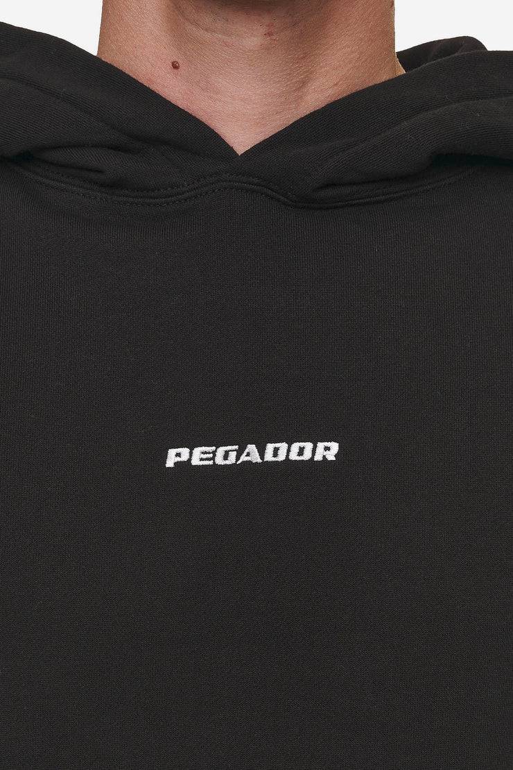 Pegador Logo Boxy Hoodie Washed Black Große Rabatte