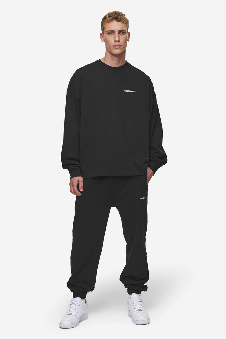 Pegador Rusk Logo Oversized Longsleeve Washed Black Räumungsverkauf