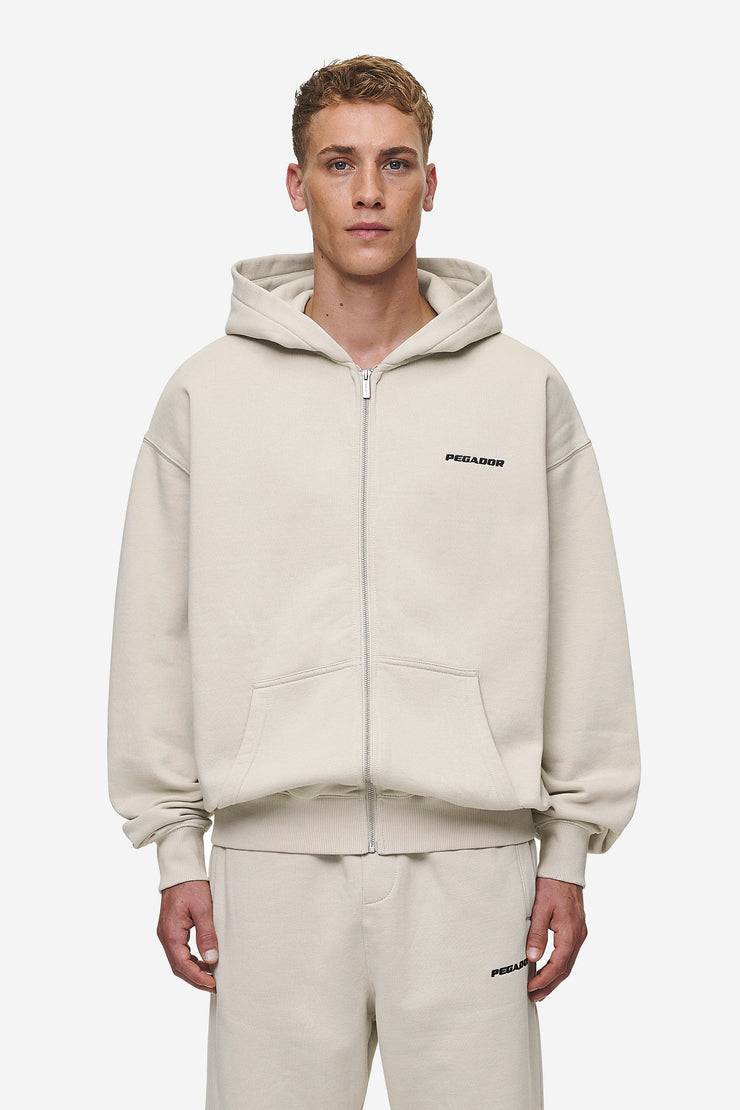 Pegador Logo Oversized Sweat Jacket Washed Light Beige Begrenzte Freigabe