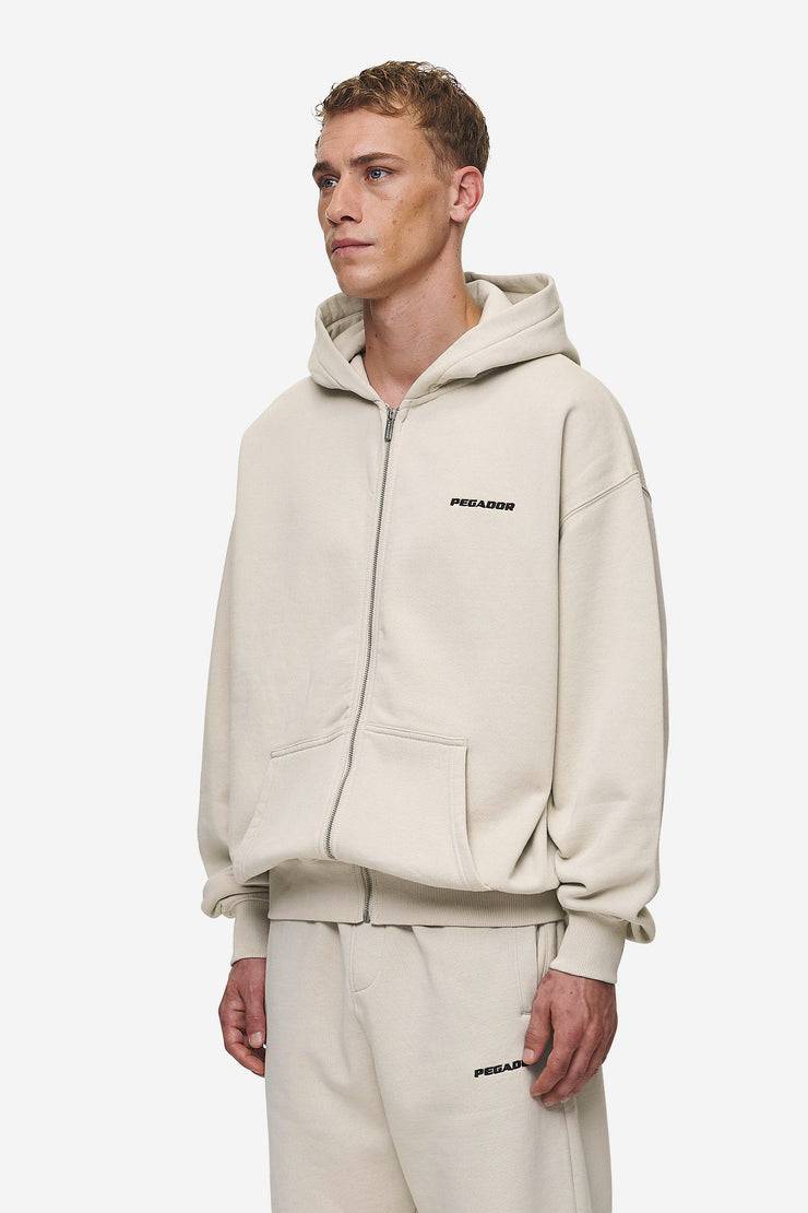 Pegador Logo Oversized Sweat Jacket Washed Light Beige Begrenzte Freigabe