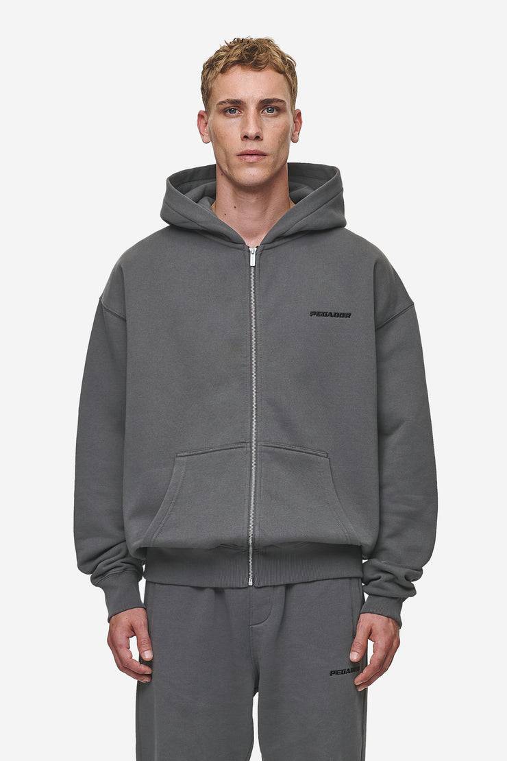 Pegador Logo Oversized Sweat Jacket Washed Anthracite Bis zu 50% Rabatt