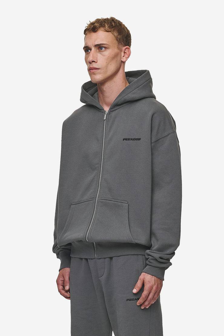 Pegador Logo Oversized Sweat Jacket Washed Anthracite Bis zu 50% Rabatt