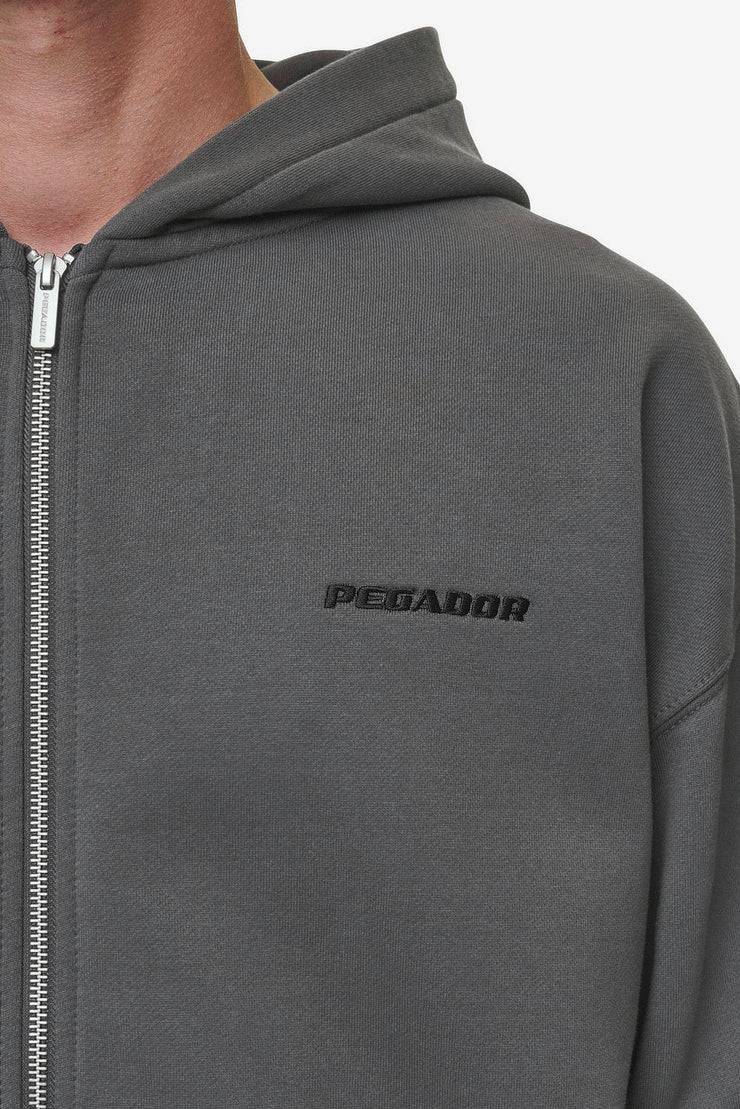 Pegador Logo Oversized Sweat Jacket Washed Anthracite Bis zu 50% Rabatt