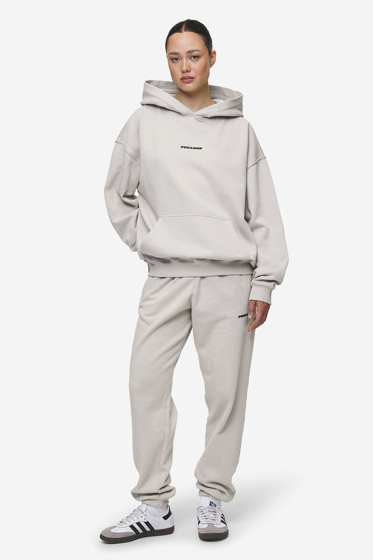 Pegador Clarita Logo Oversized Hoodie Washed Moon Grey Black Gum Schlussverkauf
