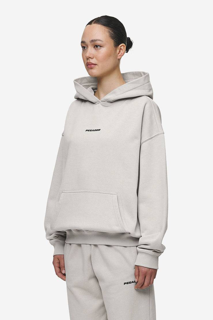 Pegador Clarita Logo Oversized Hoodie Washed Moon Grey Black Gum Schlussverkauf