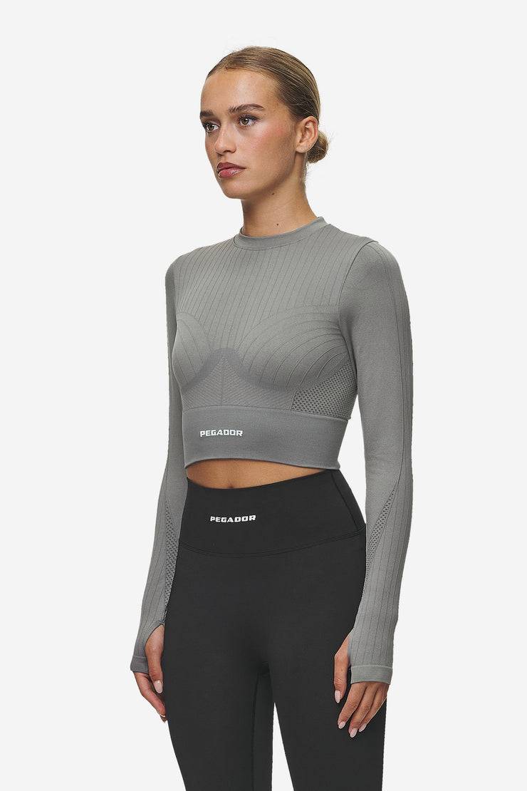 Pegador Telly Rib Longsleeve Washed Deep Grey Fabrik Onlineshop