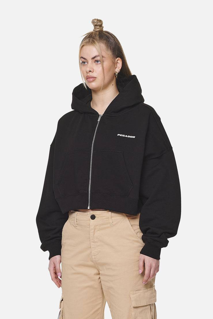 Pegador Marla Cropped Zip Hoodie Black White Gum Flash Sale