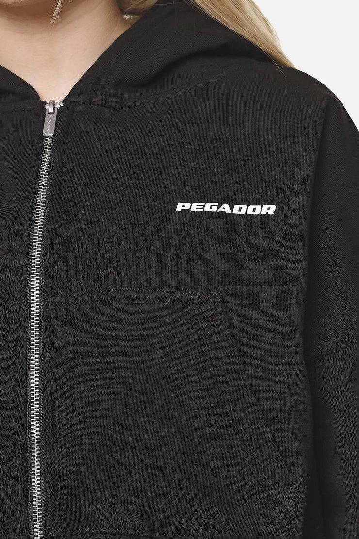 Pegador Marla Cropped Zip Hoodie Black White Gum Flash Sale