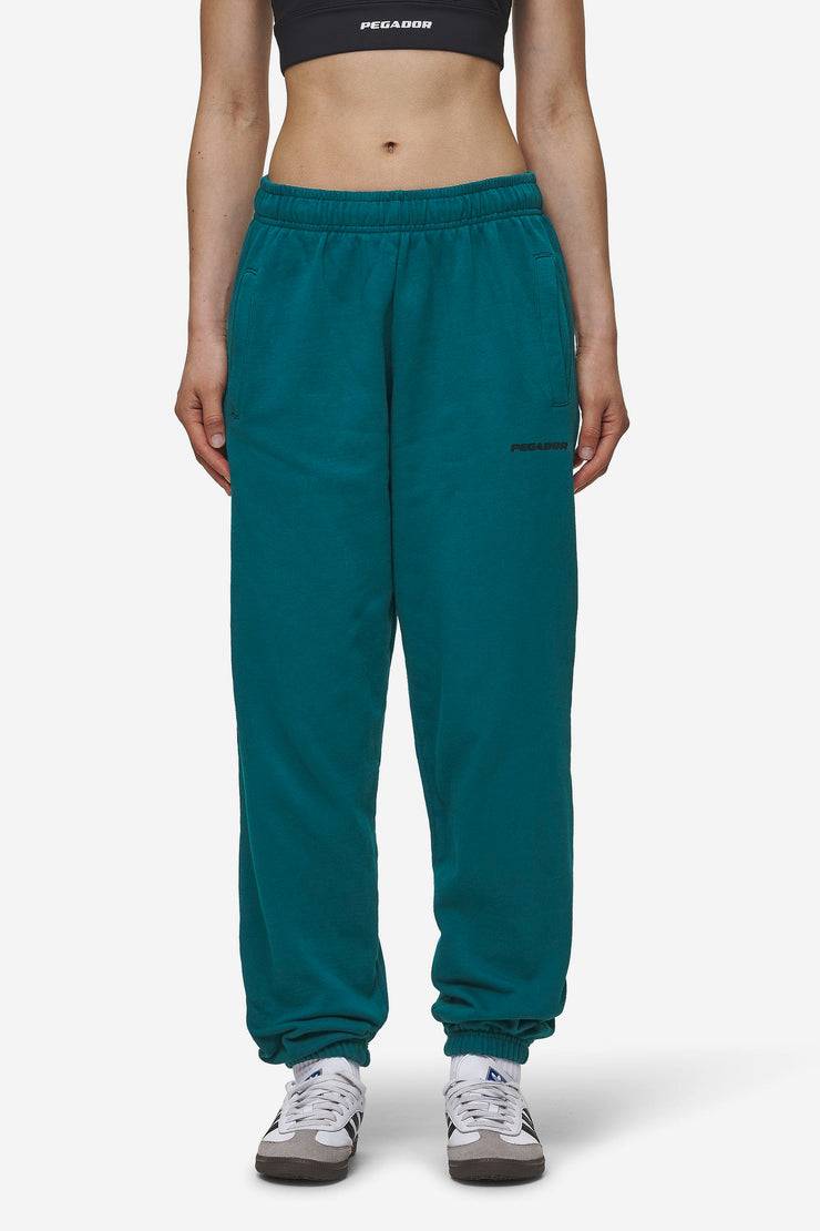 Pegador Villa High Waisted Sweat Pants Washed Urban Turquoise Black Gum Heißer Verkauf