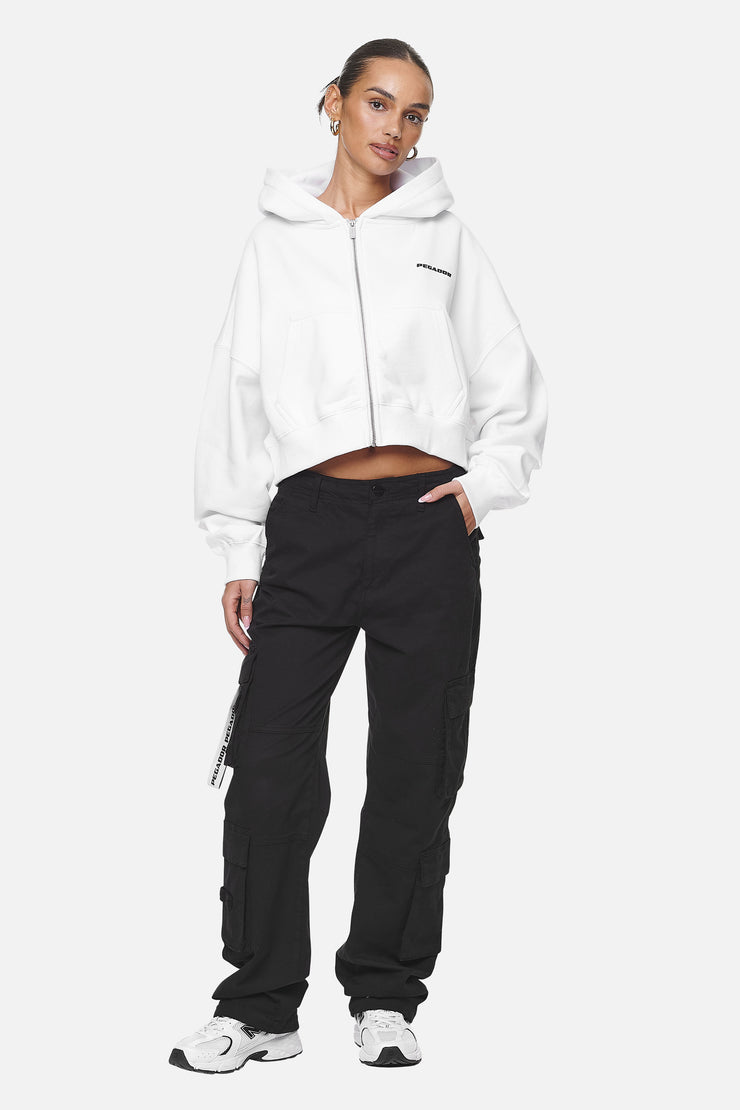 Pegador Marla Cropped Zip Hoodie White Black Gum Top Angebot