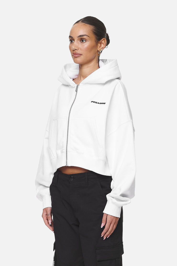 Pegador Marla Cropped Zip Hoodie White Black Gum Top Angebot