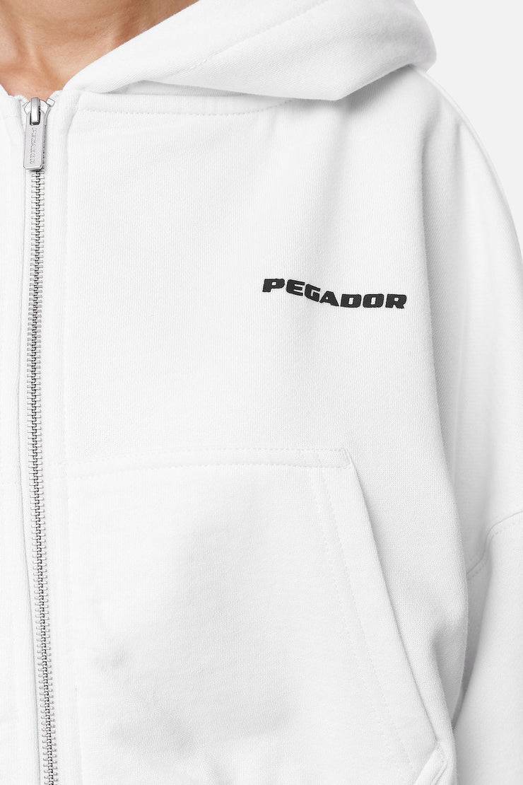 Pegador Marla Cropped Zip Hoodie White Black Gum Top Angebot