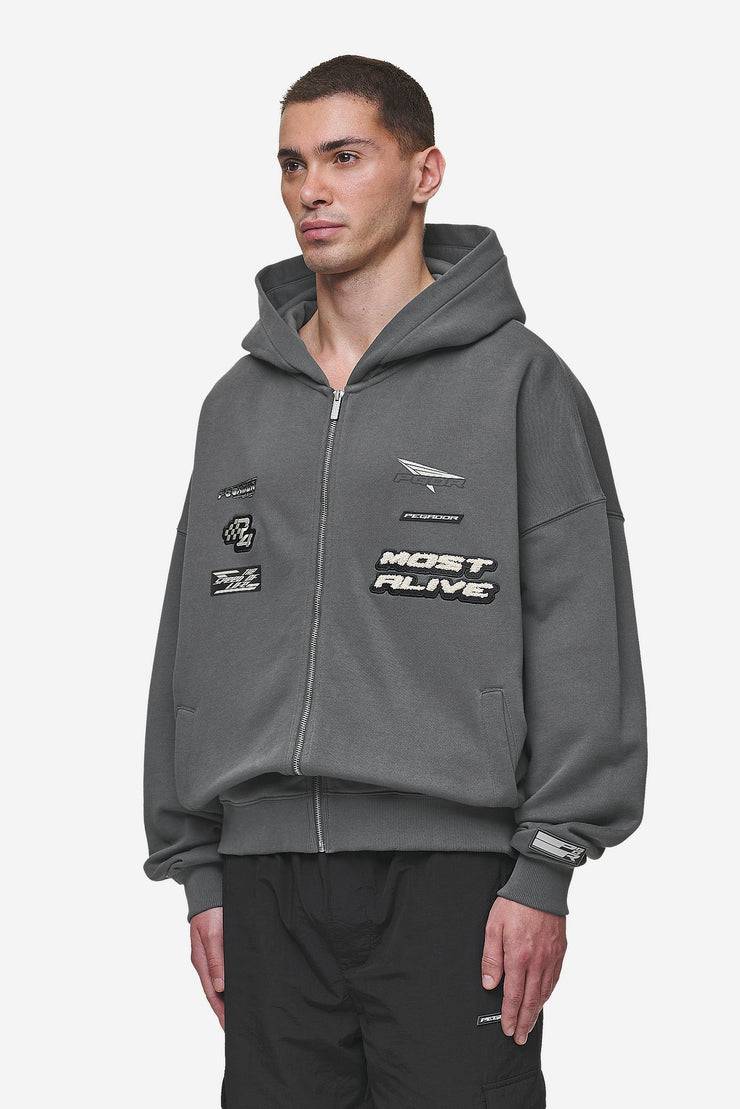 Pegador Hogan Boxy Sweat Jacket Washed Anthracite Letzte 2 Tage